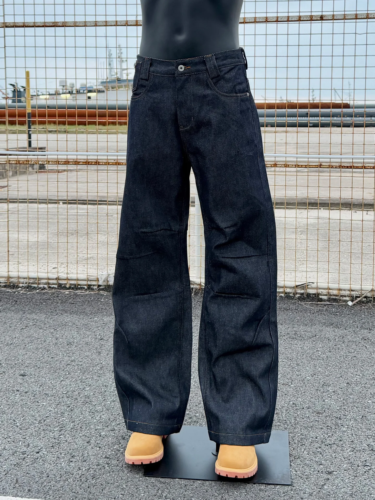 Jeans Americanos Retro com Pregas e Corte Reto para Homens e Mulheres, Marca Trendy de Rua, Calças Longas de Perna Larga, Nov...