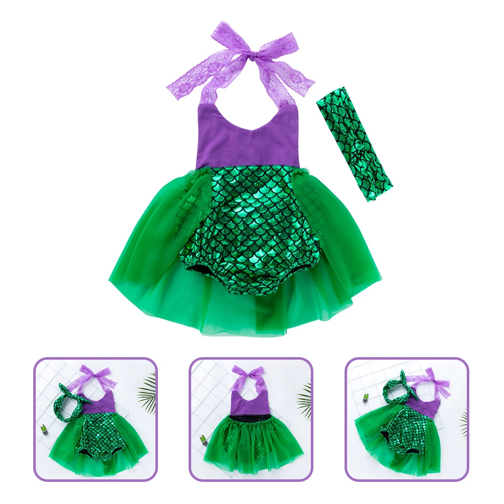

Lace Strap Dress Baby Girls Skirt Romper Outfit Mermaid Design Summer Clothes Comfort Wear Photo Shoot Birthday Holiday Gift