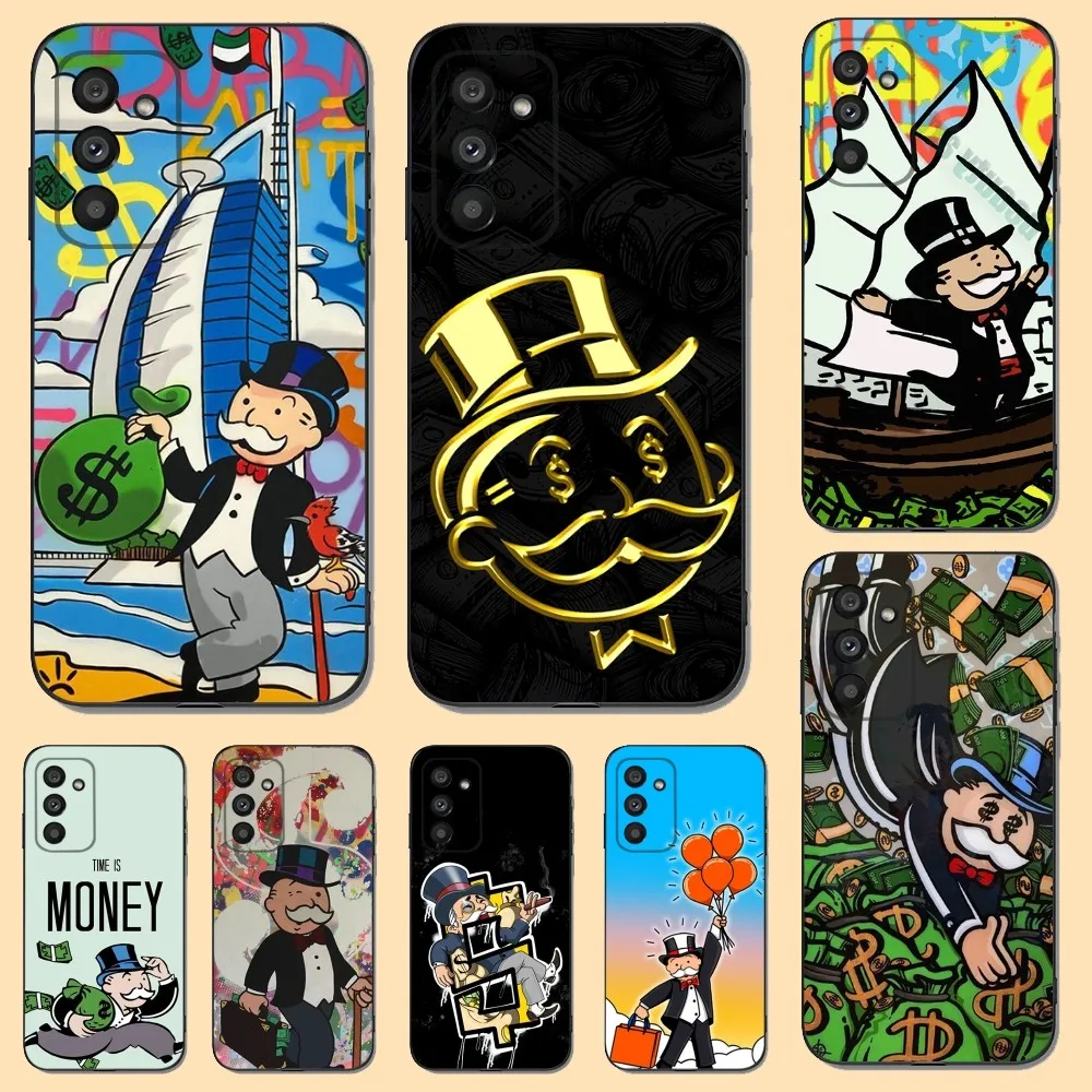 Cartoon D-Dollar M-Monopolys Phone Case For Samsung S23,22,21FE 20,10lite 9,8,5plus 6,7edge Note20,20ultra Black Silicone