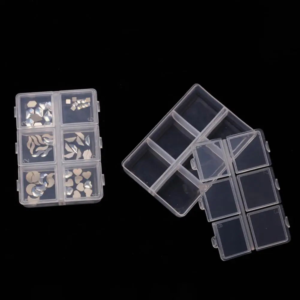 Transparent Storage Box 6 Grids Multipurpose Mini Adjustable Jewelry Beads Nail Art Tip Storage Case For Manicure Ornament 사물함