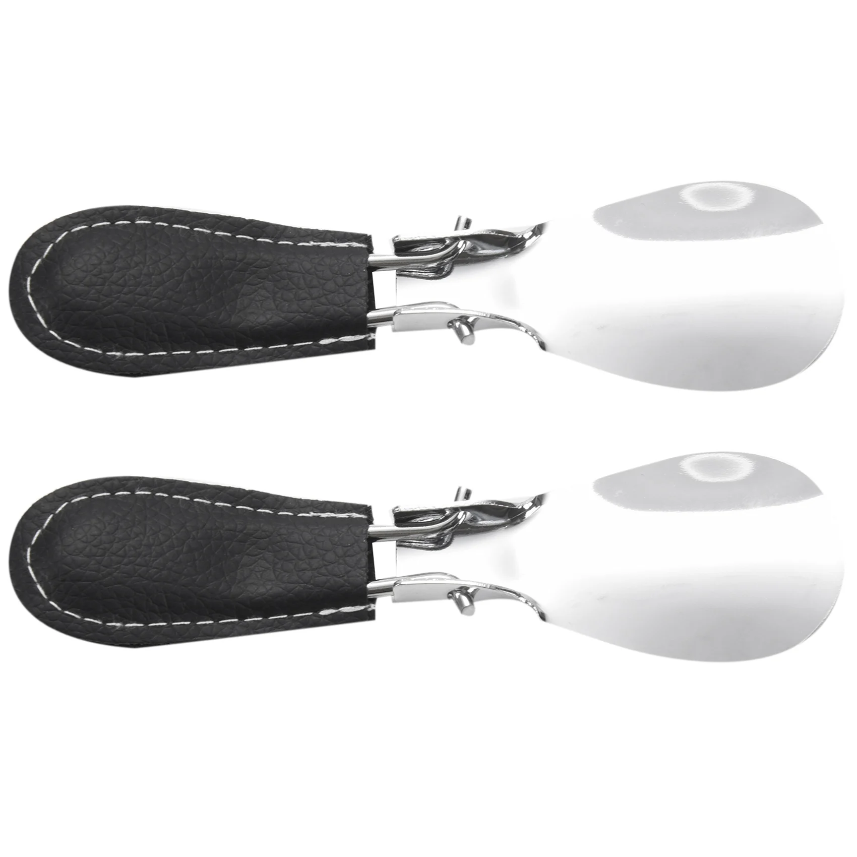 TEXU 2Pcs 12X3.8Cm Professional Foldable Stainless Steel Shoe Horn Long Shoespooner Spoon