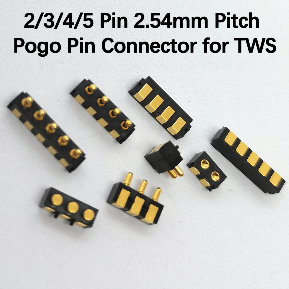 1PC 2.5/2.54mm Pitch Pogo Pin Connector SMT Right Angle 2/3/4/5 Pin Spring Loaded Header PCB Battery Charging Contact for TWS
