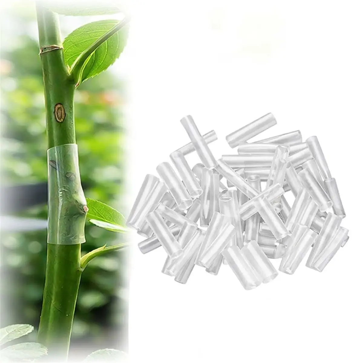 (A89Z) 100 manchons de greffage en silicone pour arbres fruitiers, 3-7,5 mm, silicone flexible, haute élasticité, paroi mince