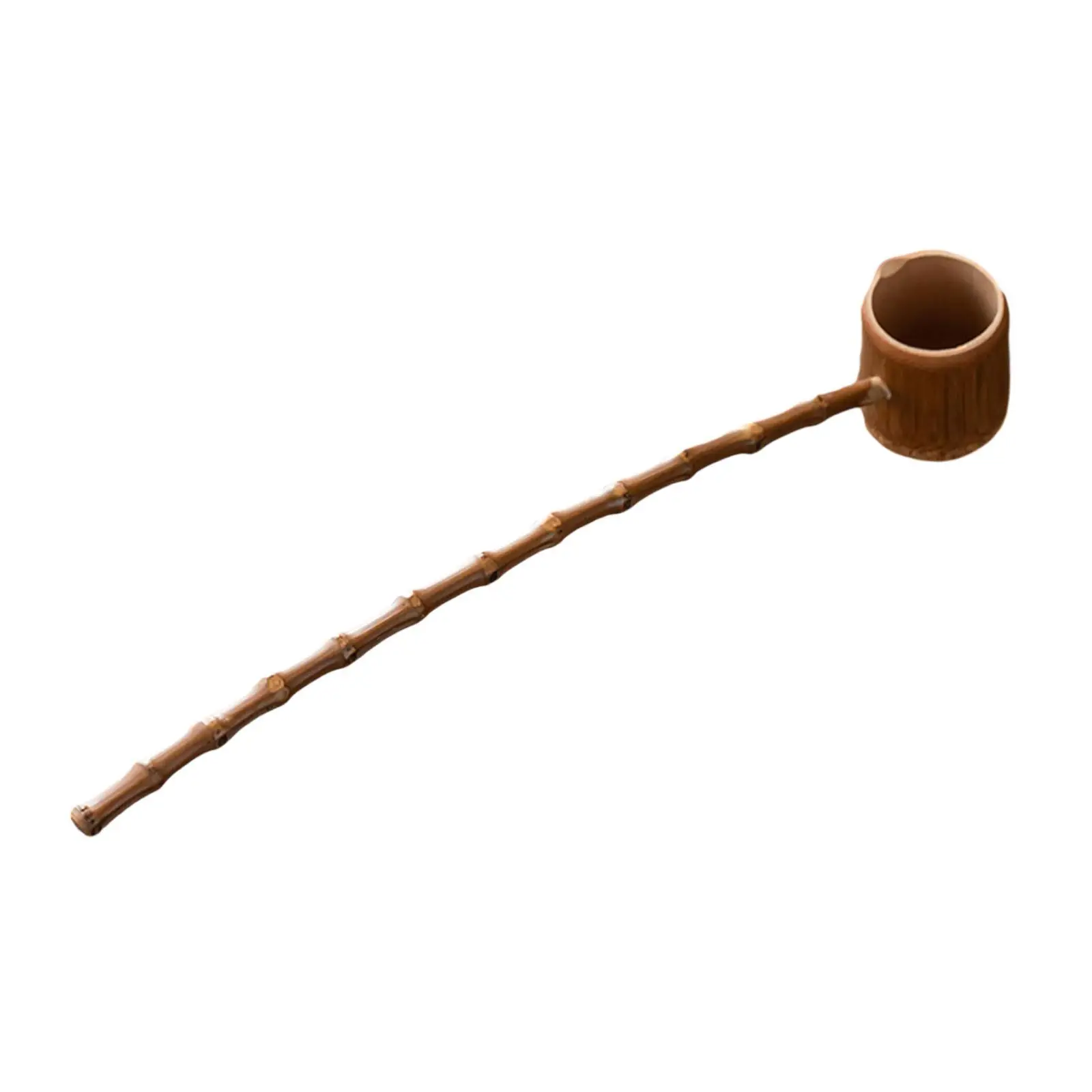 Artisan Bamboo Water Scoop Long Handle Ladle Elegant Tea Utensil for Kitchen Decor and Daily Use