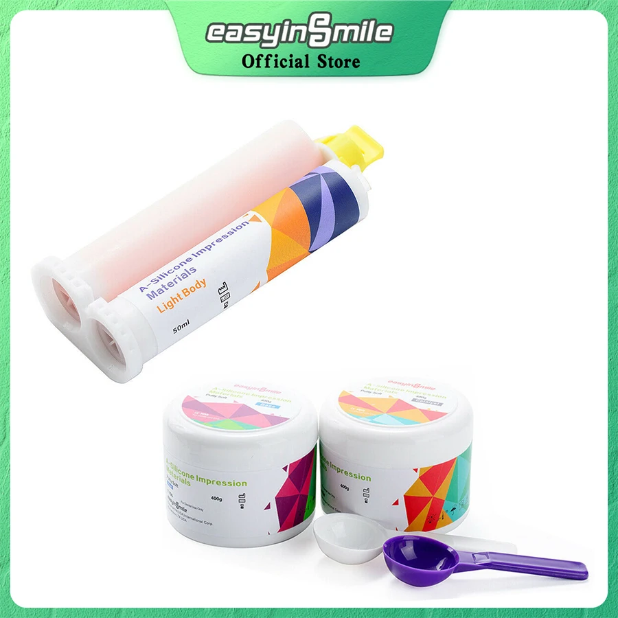 EASYINSMILE Kit de material de impresión dental Cuerpo pesado Silicona Masilla suave Cuerpo ligero Cuerpo pesado