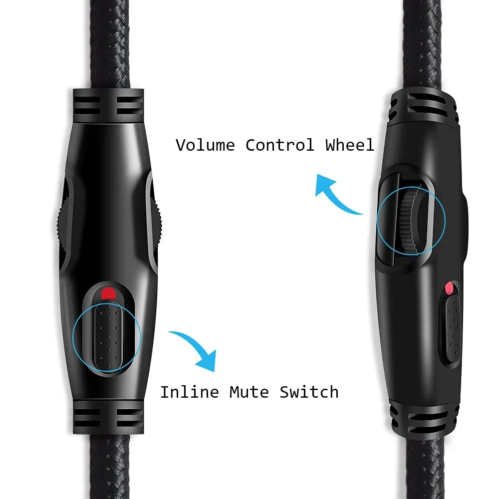 Braided Replacement Cable Extension Cord With Volume Control Mic Mute For Kingston HyperX Cloud Alpha Mix Gaming Headsets