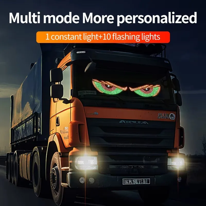 LED Eyes Light Vehicle Signal Lights Warning 11 Modes Strobe Lights USB Plug-in Matrix Panel Decorations for Car Windshield