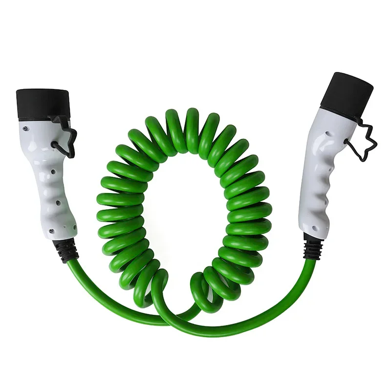 11KW 22KW Spiraalkabel Wallbox Straatkabel Type 2 Europa Auto Buitenlader Groene Kleurmodus 3 Draagbare EVSE