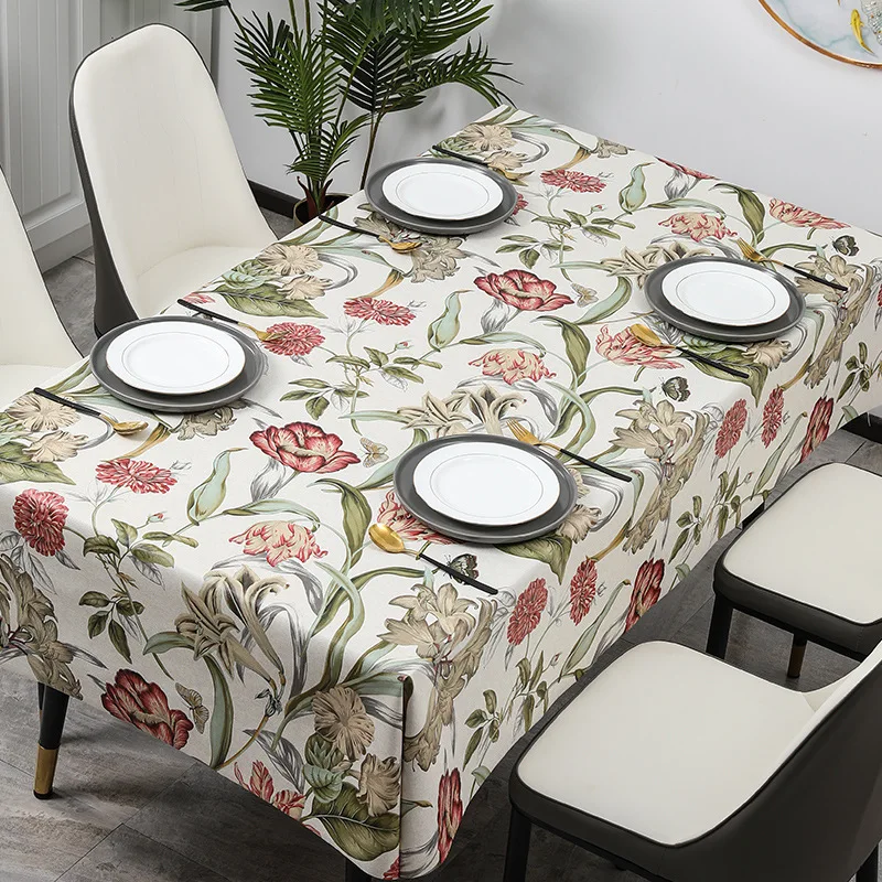 Small Fresh Floral Tablecloth Waterproof Living Room Rectangular Tablecloth Outdoor Kitchen Decoration Tablecloth Fireplace