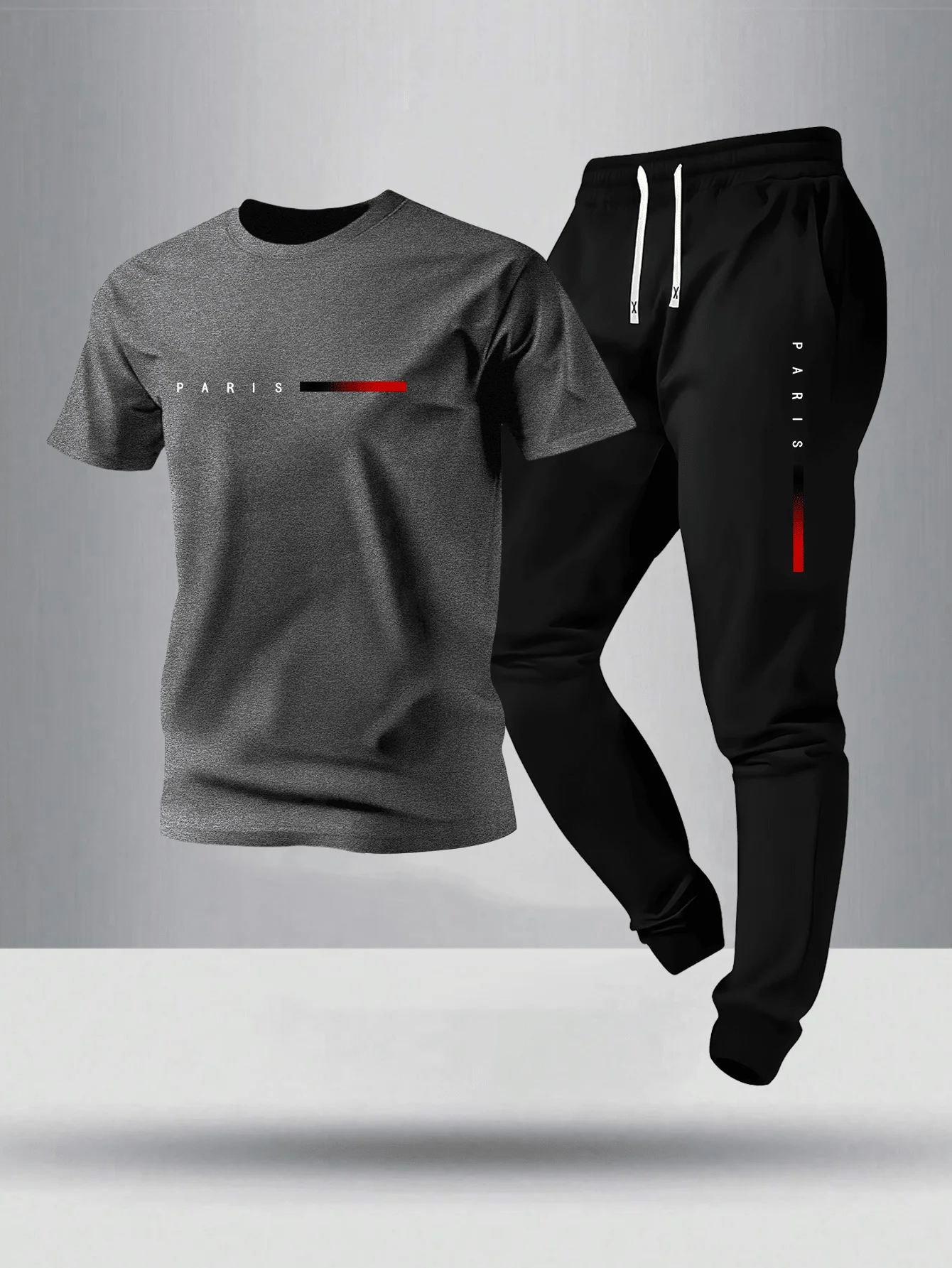 

Mens Summer Letter Print Short Sleeve T-Shirt And Drawstring Pants Set Casual Outdoor Leisure Black
