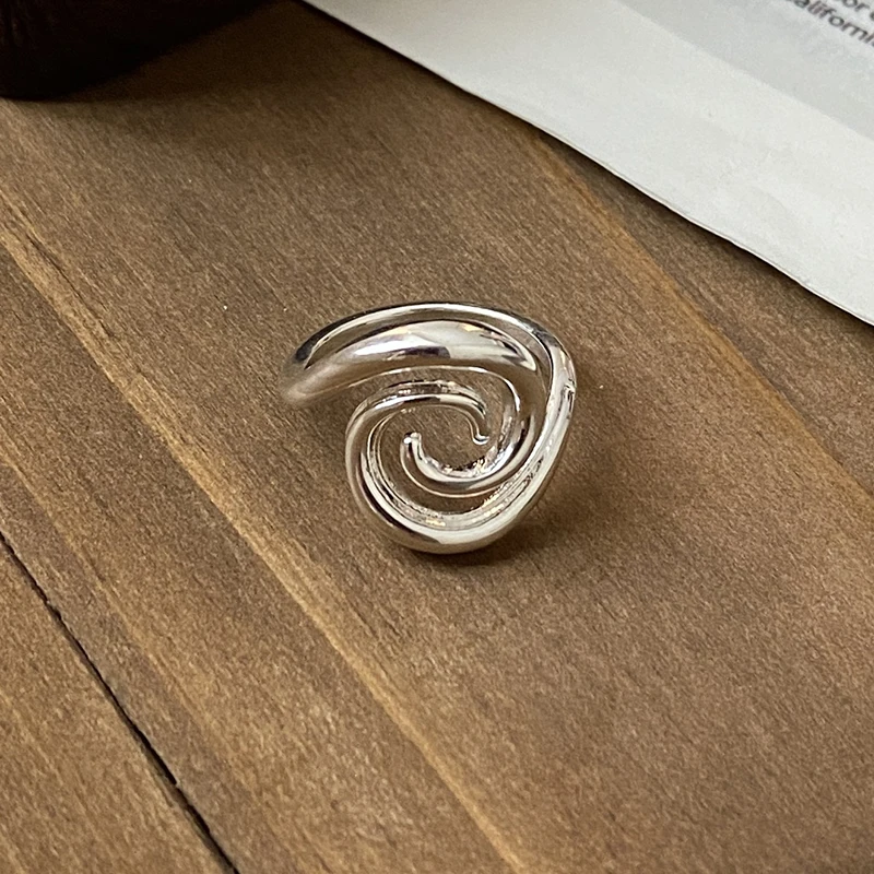 GANPUP Minimalistische Spiralförmige Verstellbare Fingerringe für Frauen, Modischer Neuer Silberfarbener Ring, Schmuckgeschenk für Party und Büro кольцо – Detail 4
