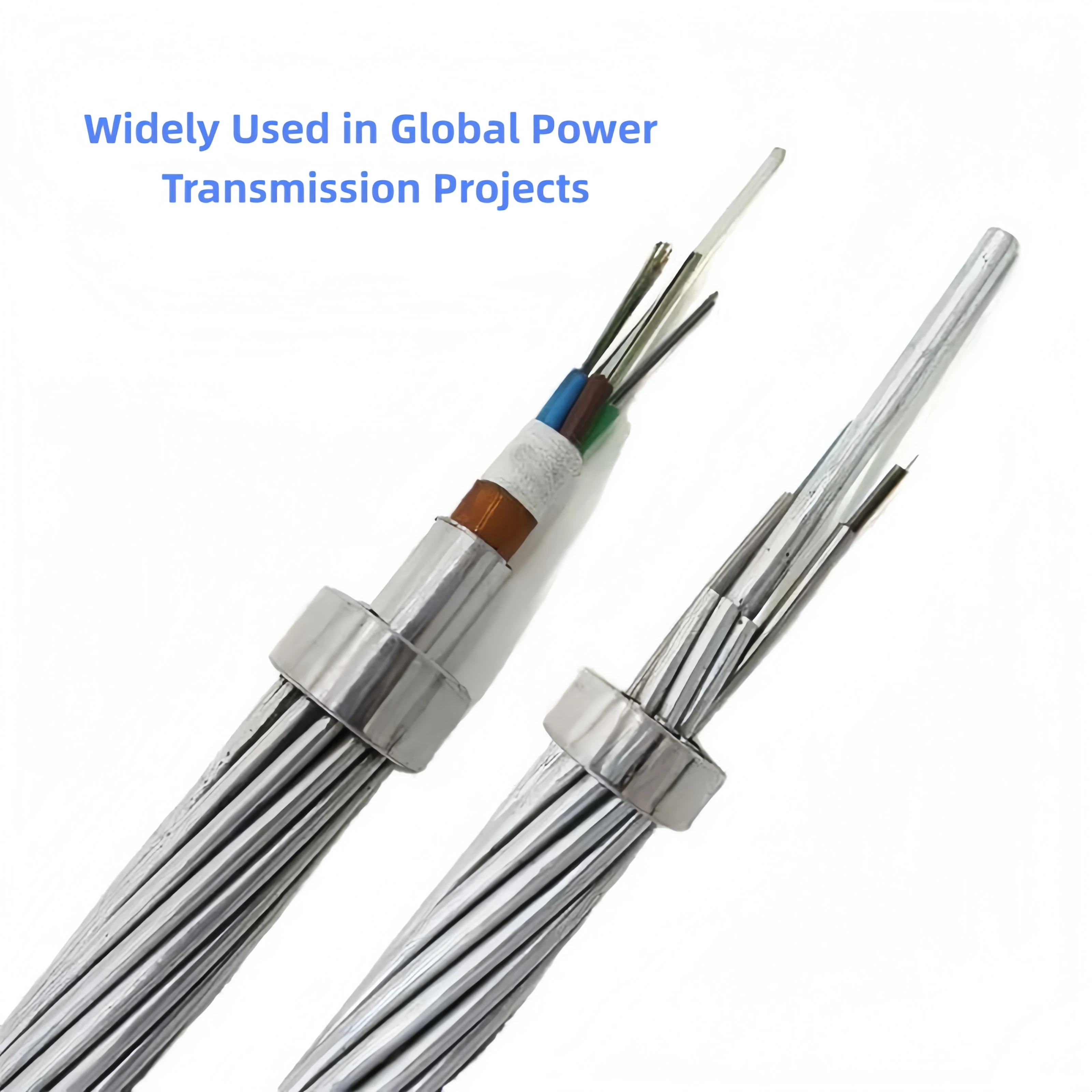 Оптический заземляющий провод OPGW, 24 волокна, одномодовый G.652D, 50 мм², IEEE 1138, для воздушных линий электропередач 110 кВ и 220 кВ.