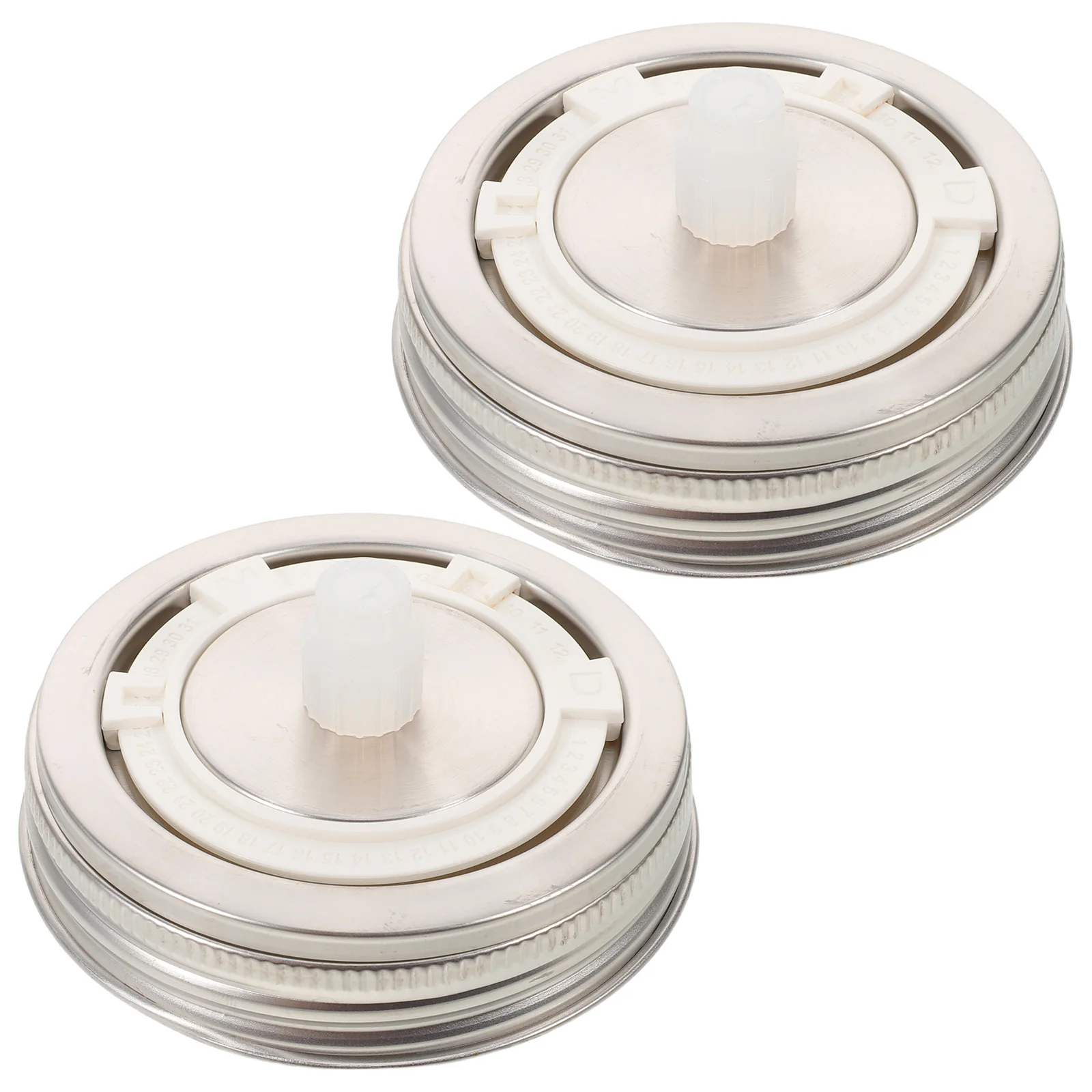 

2pcs Stainless Steel Fermentation Lids For Wide Mouth Mason Jars Airtight Burping Lids With Timer Slot Fermenting Jar Caps For