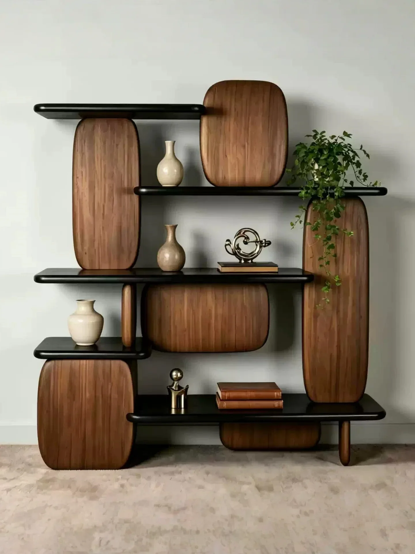 Italian minimalist baking paint bookshelf shelf simple floor bookcase simple baking paint desk boss table household