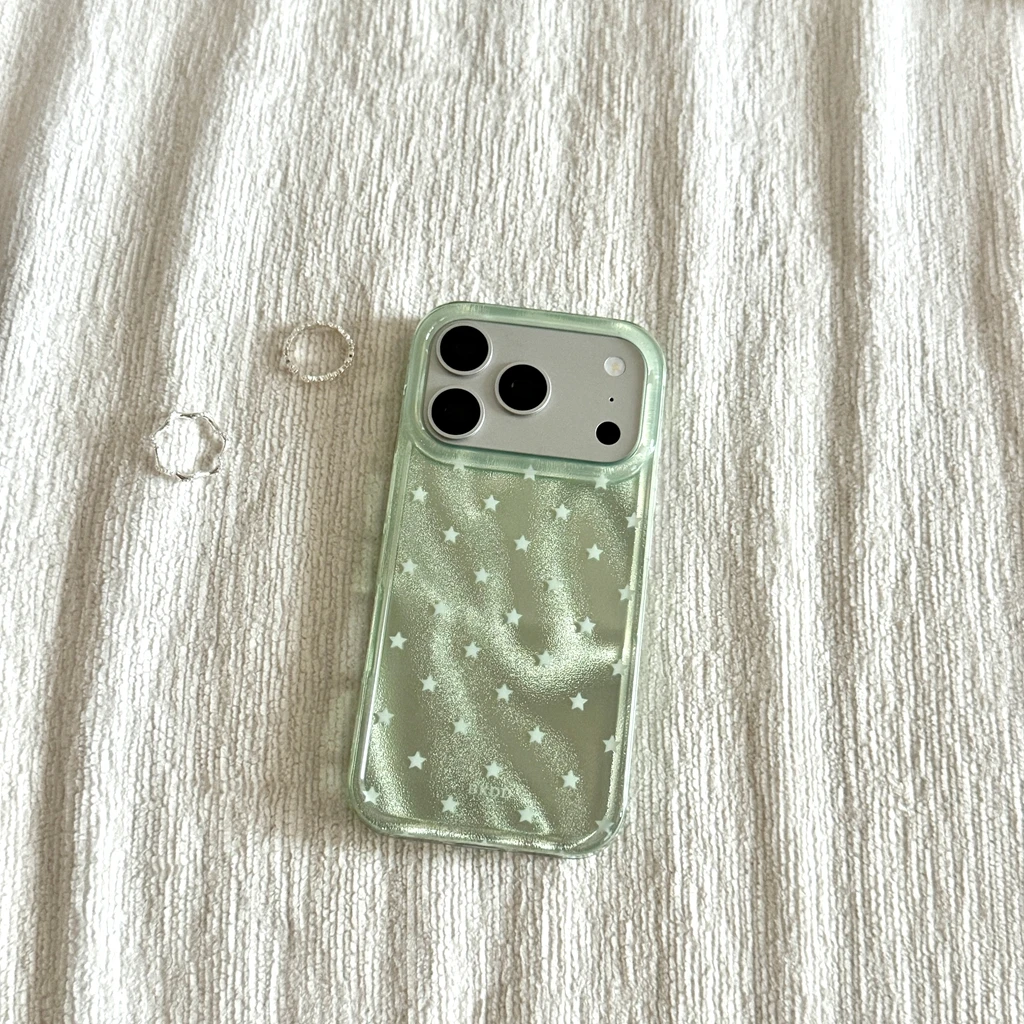 Funda Protectora para Teléfono con Estampado de Estrellas Verdes Frescas, Diseño Dopamina Sweet Girl, Resistente a Impactos, para iPhone 17 16 15 14 Pro Max