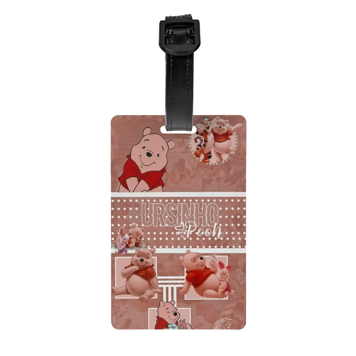 

Winnie The Pooh Luggage Tag With Name Card Cartoon Privacy Cover ID Label for Travel Suitcase