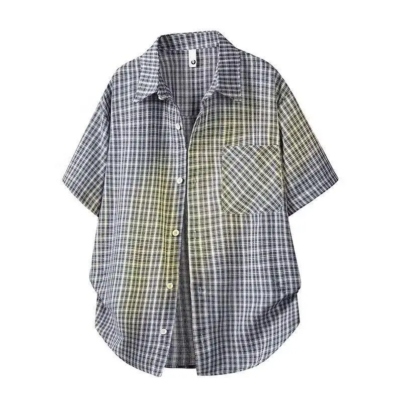 Teenage Casual Loose Fit Short Sleeve Shirt Lightweight Breathable Polyester Summer Fashion Male Clothing plus Size Available