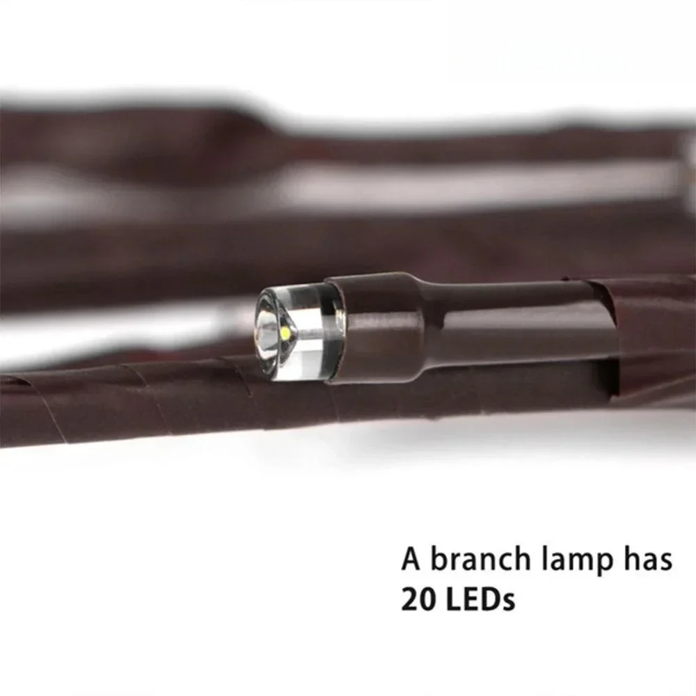 ไฟ LED สาขาต้นคริสต์มาสแบบใช้พลังงานแบตเตอรี่ - Bendable, คุณภาพสูง, หลากสี, ของตกแต่งบ้านและงานปาร์ตี้