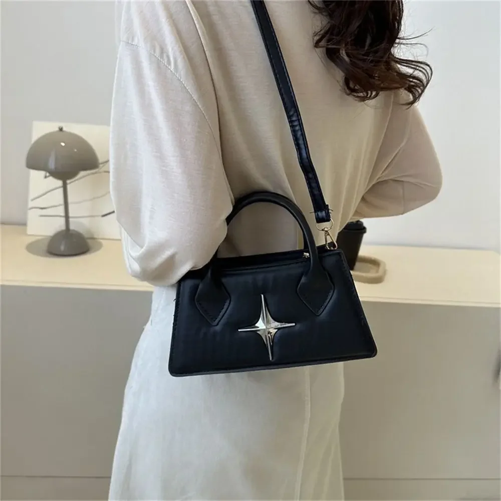 Fashion Small Women\'s Shoulder Bag PU Leather Square Crossbody Bags for Women Metal Patchwork Trend Designer Handbags Purses