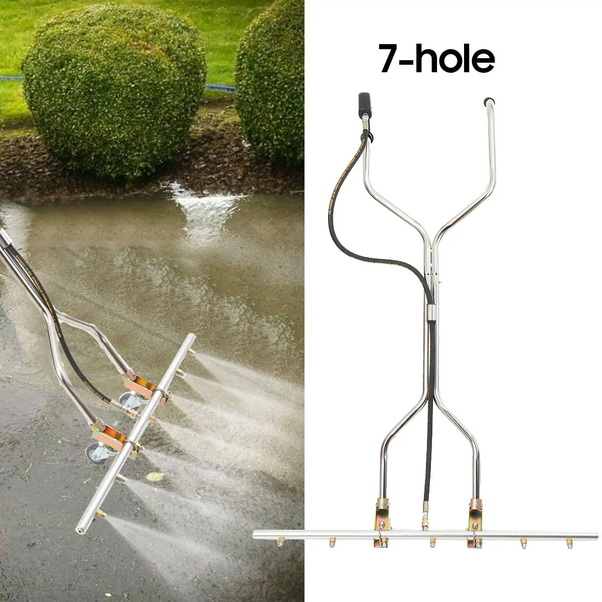 

Power Washer Broom Attachment 7-Hole Water Broom For Hot And Cold Water Pressure Washer 100x160cm 5000PSI