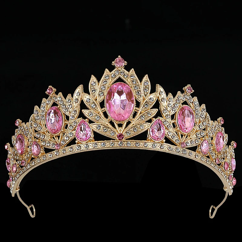 Luxury Queen Pageant Crown Tiara Rhinestone Leaf Crown Wedding Bridal Prom Birthday Party Headwear Hair Jewelry