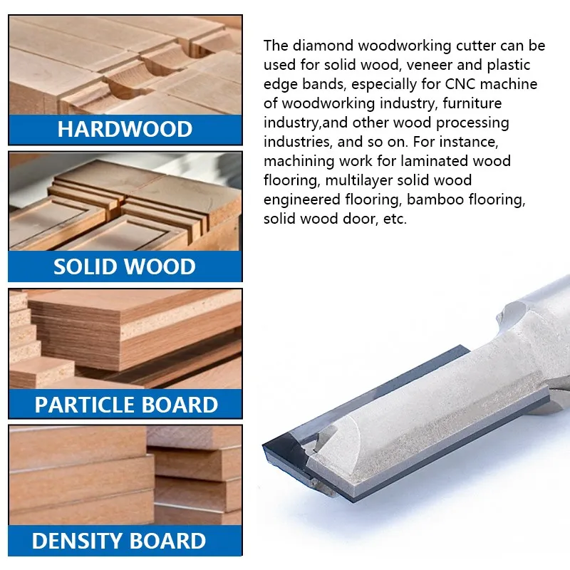 HAMPTON PCD 스트레이트 비트 다이아몬드 엔드 밀 2 플루트 CNC 라우터 비트 멜라민 보드 HPL 칼슘 Slicate 보드 MDF 밀링 커터