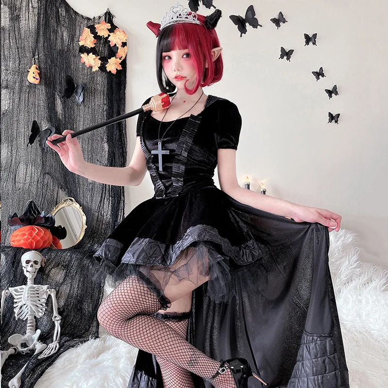 Gothic loween Adult Costume Queen Role Play Par k Dr Women's Vest Dr Autumn Faion Ladies' Clothing