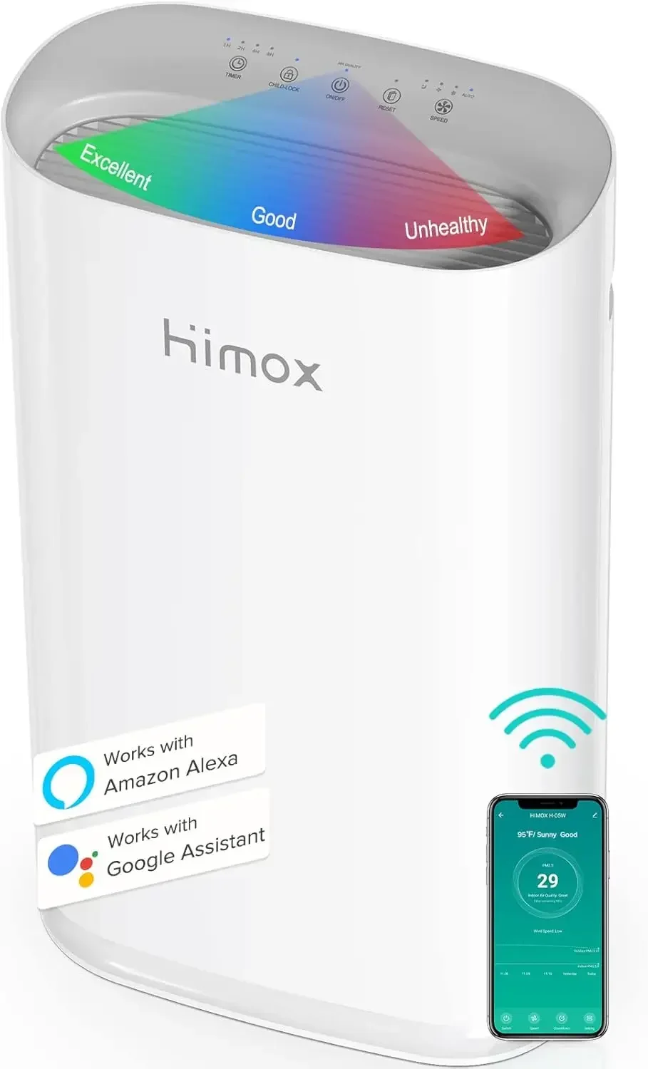 HIMOX HEPA 14 Air Purifiers for Pets Allergies Home Large Room up to 2690 Ft²,Air Filter Cleaner Remove 99.99% Smoke Dust Mold