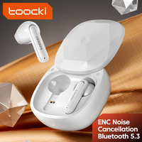 Toocki TWS Wirless Earphones ENC Noise Cancelling Sliding Bluetooth 5.3 Chip Semi-in-Ear Handphone 3.2g Loge Time Wearing