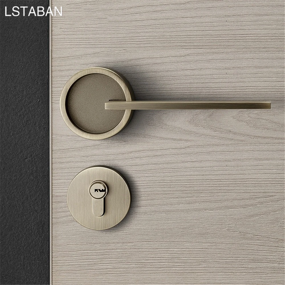 Zinc Alloy Bedroom Door Handle Lock Luxury Bronze Silent Split Mechanical Handle Lock Bathroom Mute Anti-theft Furniture Locks