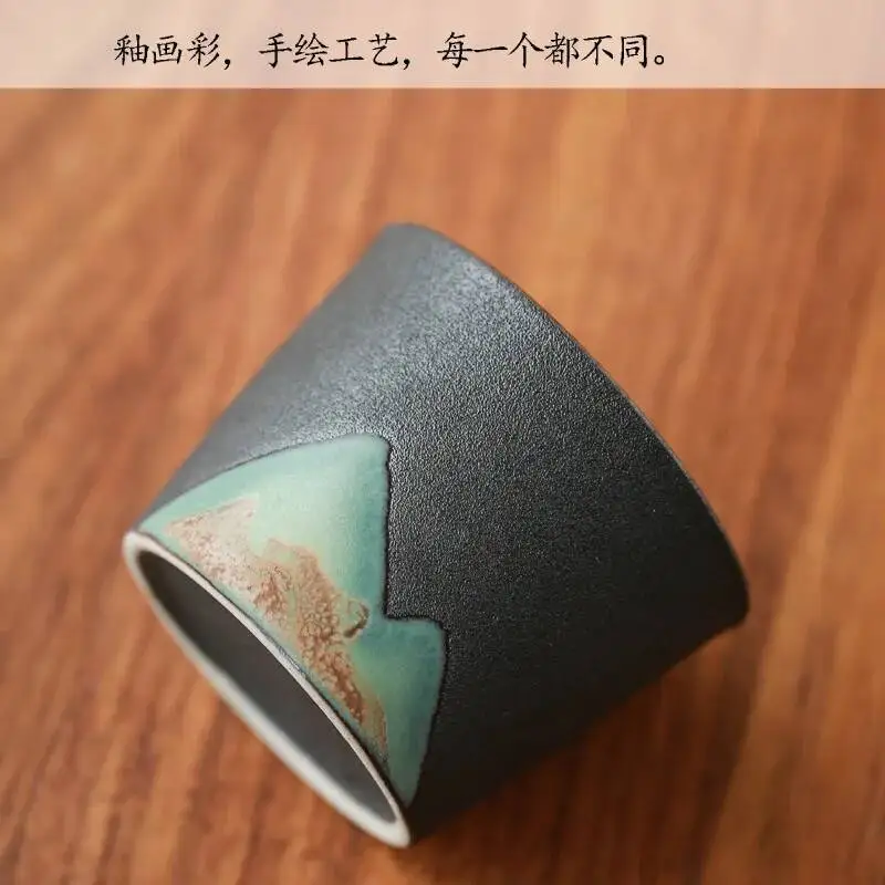 رسمت باليد زن فنجان شاي يدوية الصينية الخام الفخار ماستر كوب جينغدتشن السيراميك الكونغفو طقم شاي فنجان شاي #2