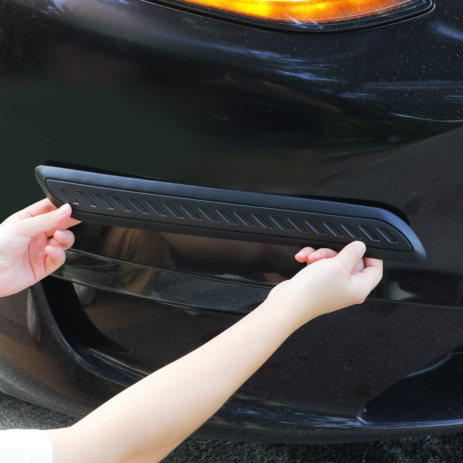 

2 Pcs Bumper Imitation Carbon Fiber Strips Anti Collision Protector Exterior Accessories Auto Cover Potty