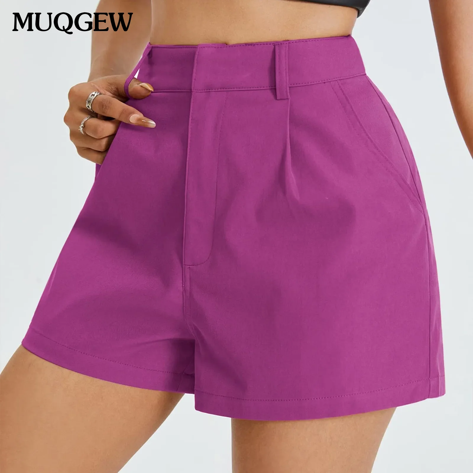 Women Shorts Fashion Hidden Buckle Loose Casual Short Pants High Waisted Ladies Short Trousers Summer 2024 Female Clothing