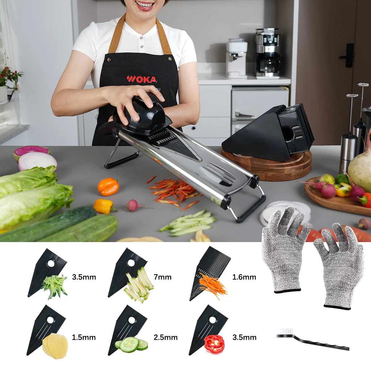 Manual Vegetable Cutter Popular 6 V Blades Stainless Steel Vegetable Mandolin Cutting Tool Slicer for Kitchen
