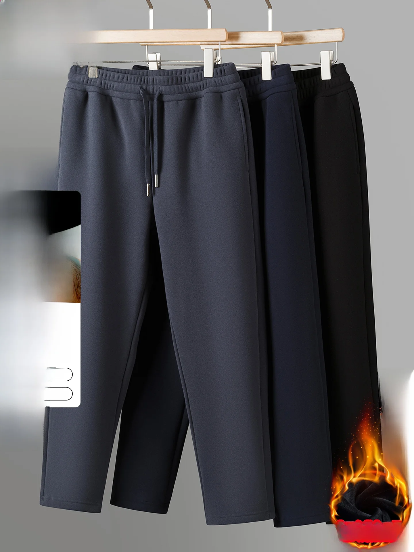 

Thiened Fce Lined Straight Leg Men's Casual Sports Pants Autumn Winter High Waist TUCANO Brand Faionable Urban Sle