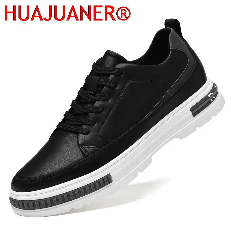 

Men Shoes Fashion Genuine Leather Loafers Breathable lace up comfortable Casual Shoes Outdoor Men Sneakers Increase Shoes