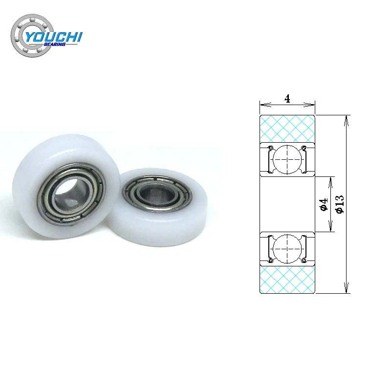 10pcs OD 13 mm POM Coated Roller 4x13x4mm BS68413-4 Door & Window & Shower Room Polyformalde Plastic Wheel Pulleys