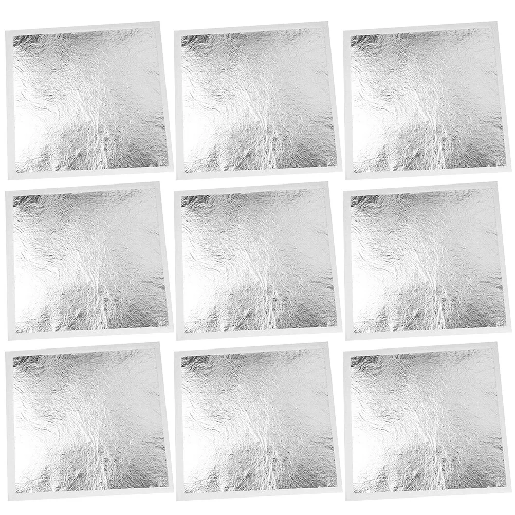 200Pcs Silver Foil Leaf Non Edible Imitation Foil for Artistic Work Interior Design Decoration Foils Craft Projects Silver Leaf