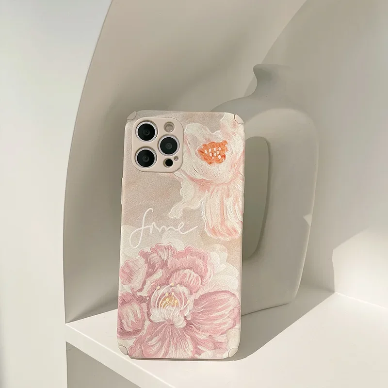 Retro Big Flower Soft Silicone Phone Case For Iphone 14 13 11 Pro Max 12 Mini 7 8 Plus x Xr Xs Max Cute Conque Shell