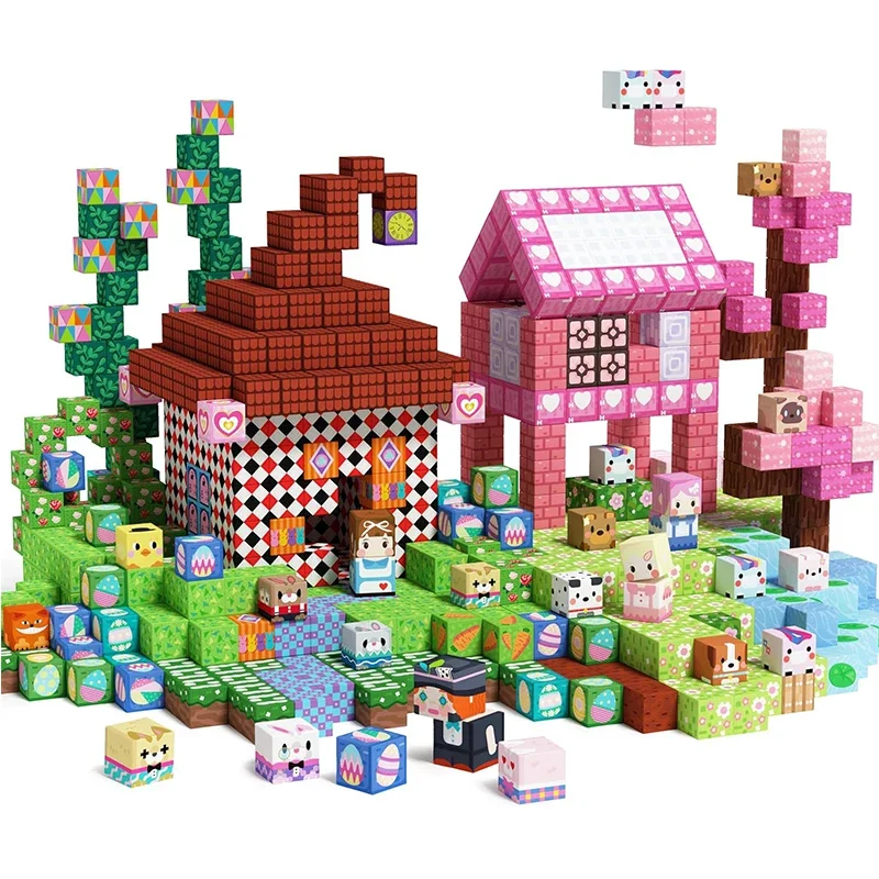 Magnetic building block kids plastic cube toy 3 + magnet building set based on building game