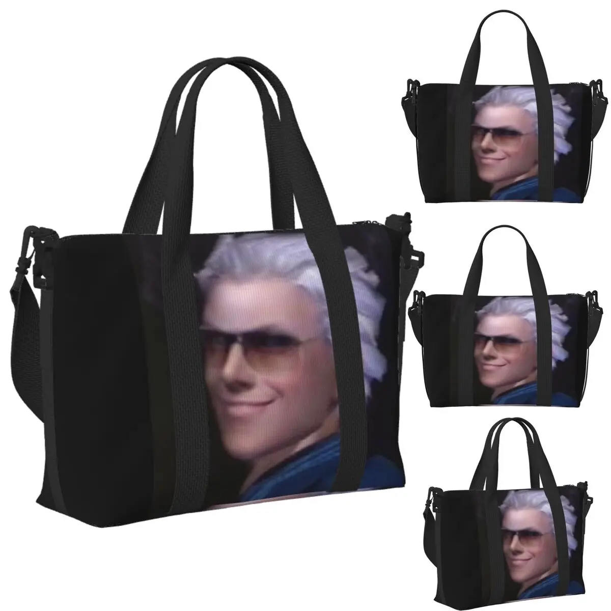 

Vergil From The Devil May Cry Seri Beach Travel Bag Large Capacity Tote Bags for Gym Sport Women Shopping Duffle Shoulder Bag