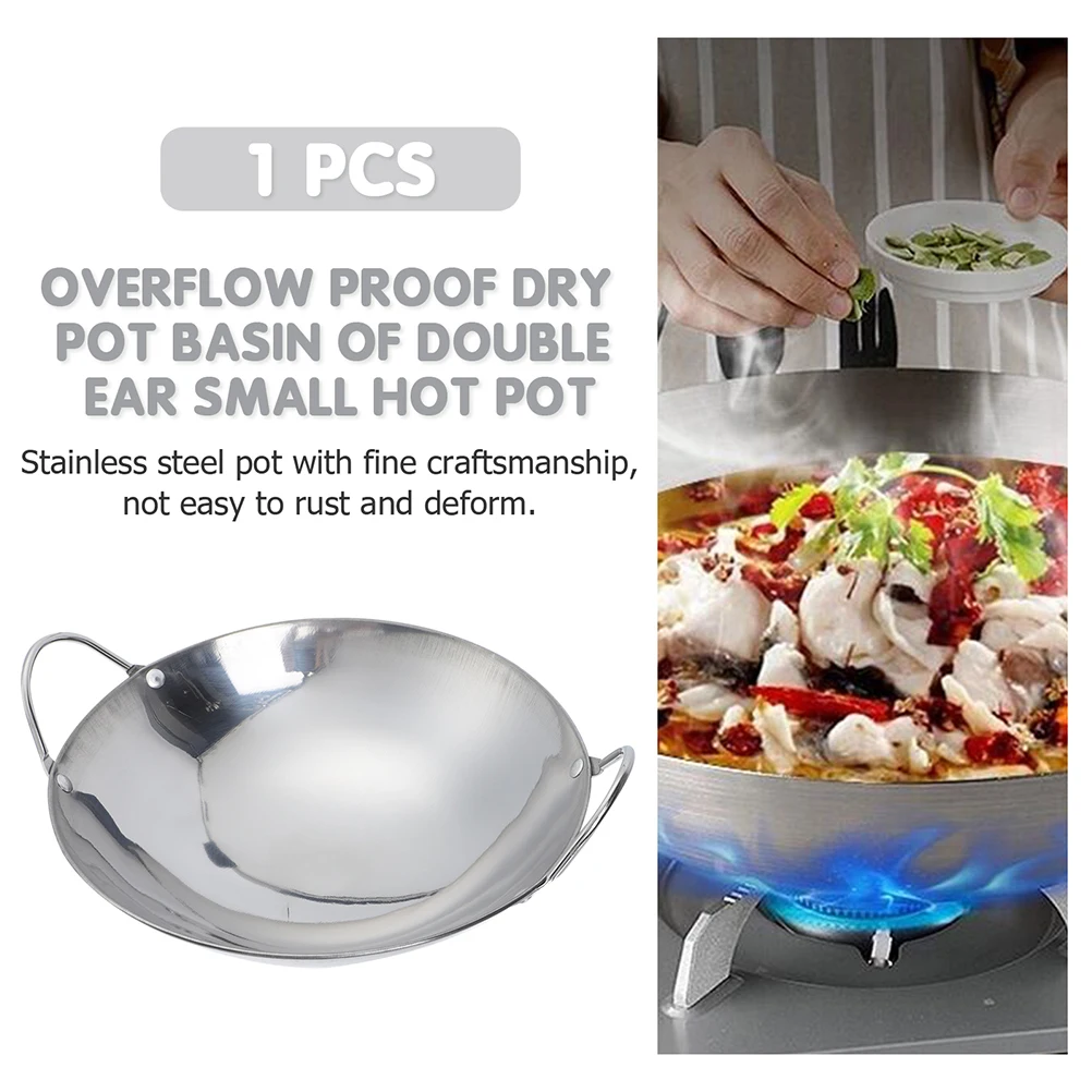 

Double Handle Anti-Overflow Cooking Pot Stainless Steel Non-Stick Kitchen Pan Household Metal Fry Pan Home Restaurant Use Heat