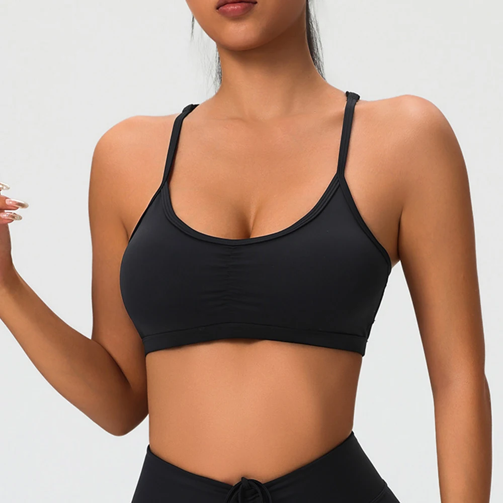 Reggiseno sportivo da donna con cinturino incrociato sul retro abbigliamento da palestra Fitness Running Sport all'aria aperta intimo donna Push Up Yoga reggiseno allenamento canotta