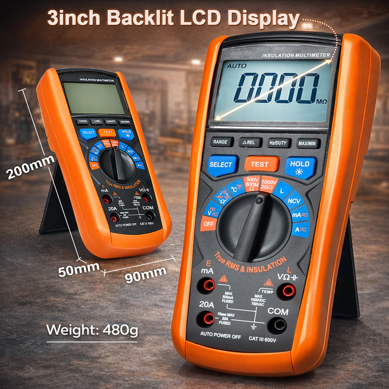 2 in 1 Insulation Resistance Tester Multimeter 6000 Counts True RMS 1000V NCV Voltage Tester Capacitance Inductance Temperature view 3