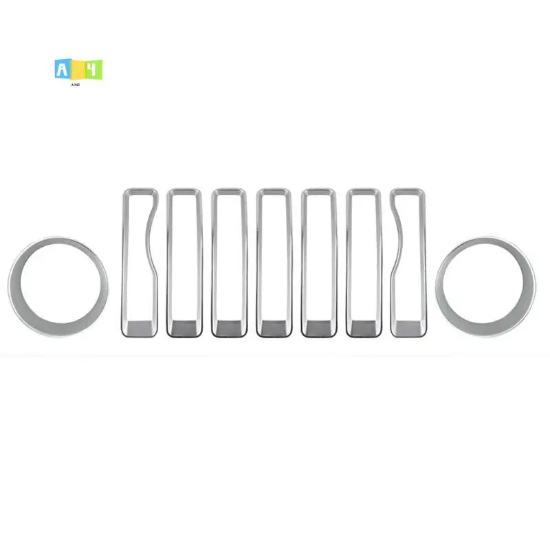 

A04E-9Pcs Хромированные декоративные кольца для фар для Jeep Wrangler JL JLU Sports 2018-2023