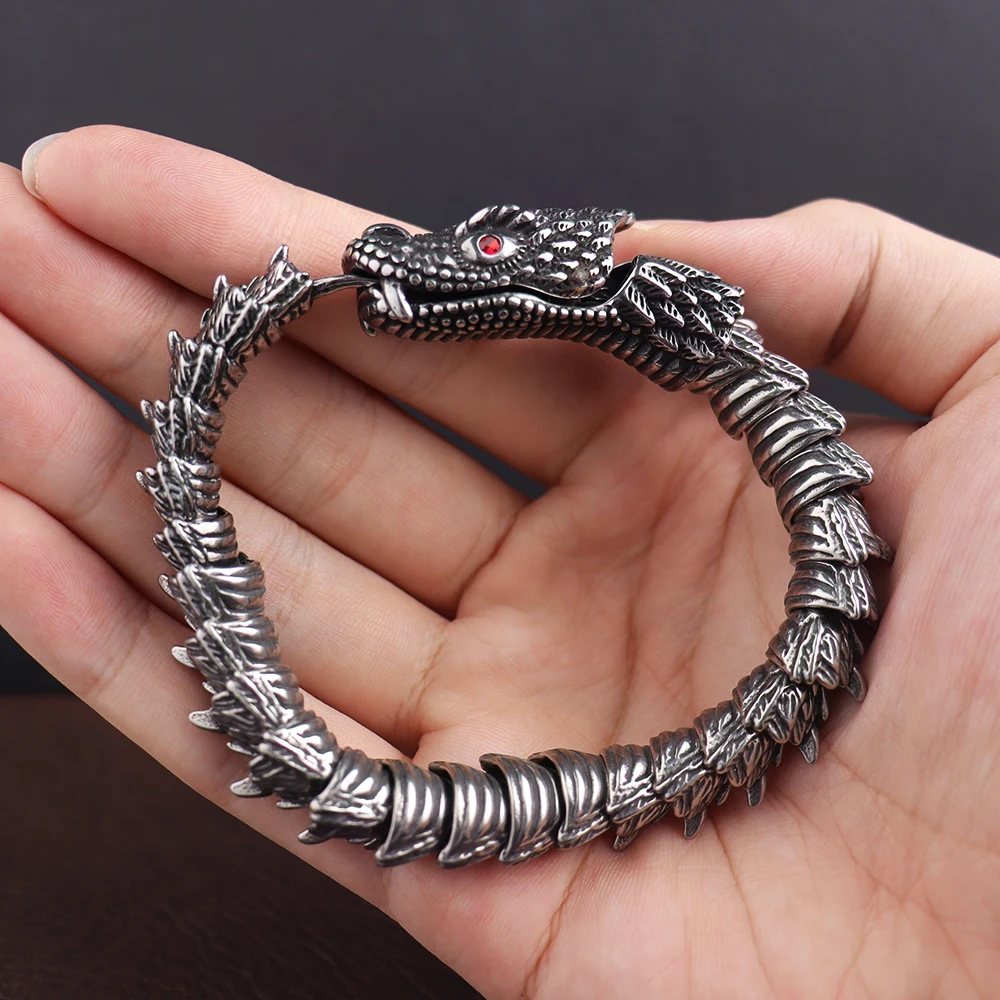 Edelstahl Punk Rock Schlange Armbänder für Männer Vintage Persönlichkeit Tier Armreifen Amulett Kreative Partei Schmuck Dropshipping