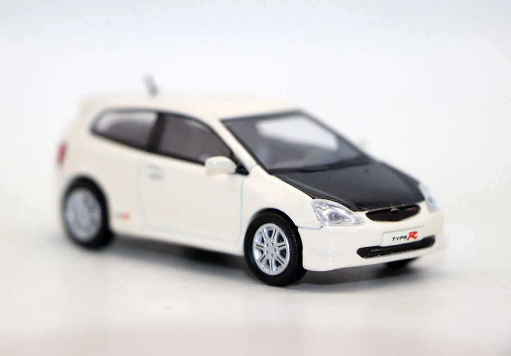 New 1/64 Scale 2001 Civic Type R EP3 white/carbo parts Diecast Alloy Toy Cars Simulation Model For Collection gift