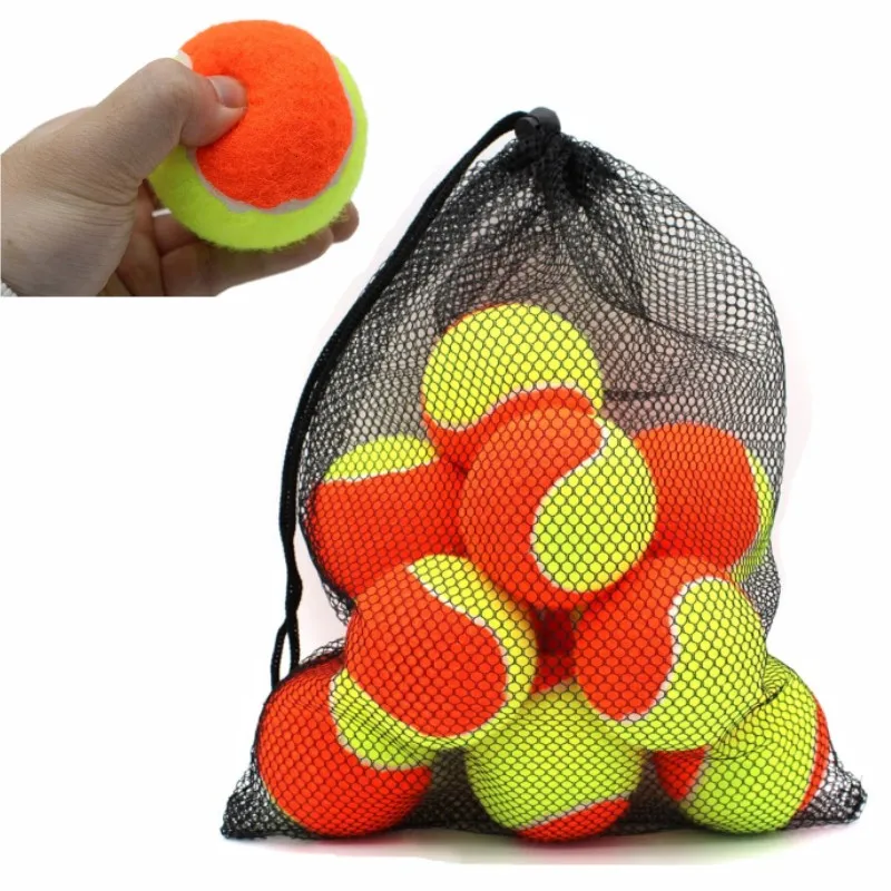 

6/12/24Pcs Pack Beach Tennis Balls 50% Pressure Rubber Soft with Mesh Bag Tennis Ball for Kids Children Beginner Tennis Training