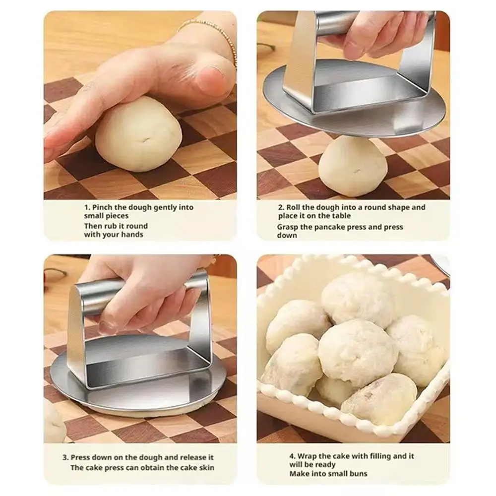الفولاذ المقاوم للصدأ همبرغر فطائر الصحافة قالب غير عصا سهلة التنظيف التعميم صانع الخبز المسطح اللحوم الصحافة الهراسة أداة المطبخ #6