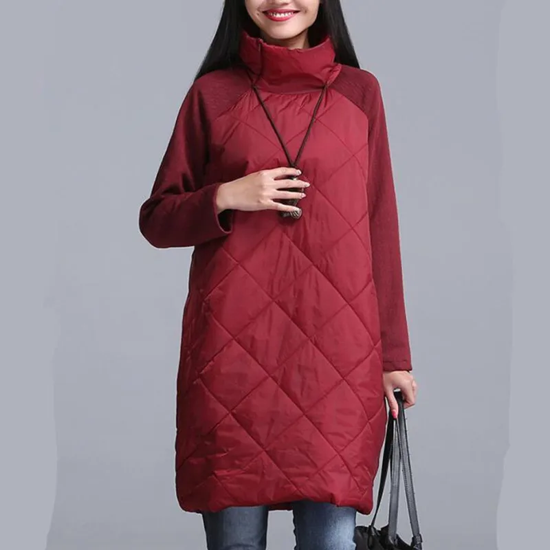 2024 Autumn Winter women parkas ,turtleneck Female Vestidos Tunic Autumn coat Women Parkas black gray red